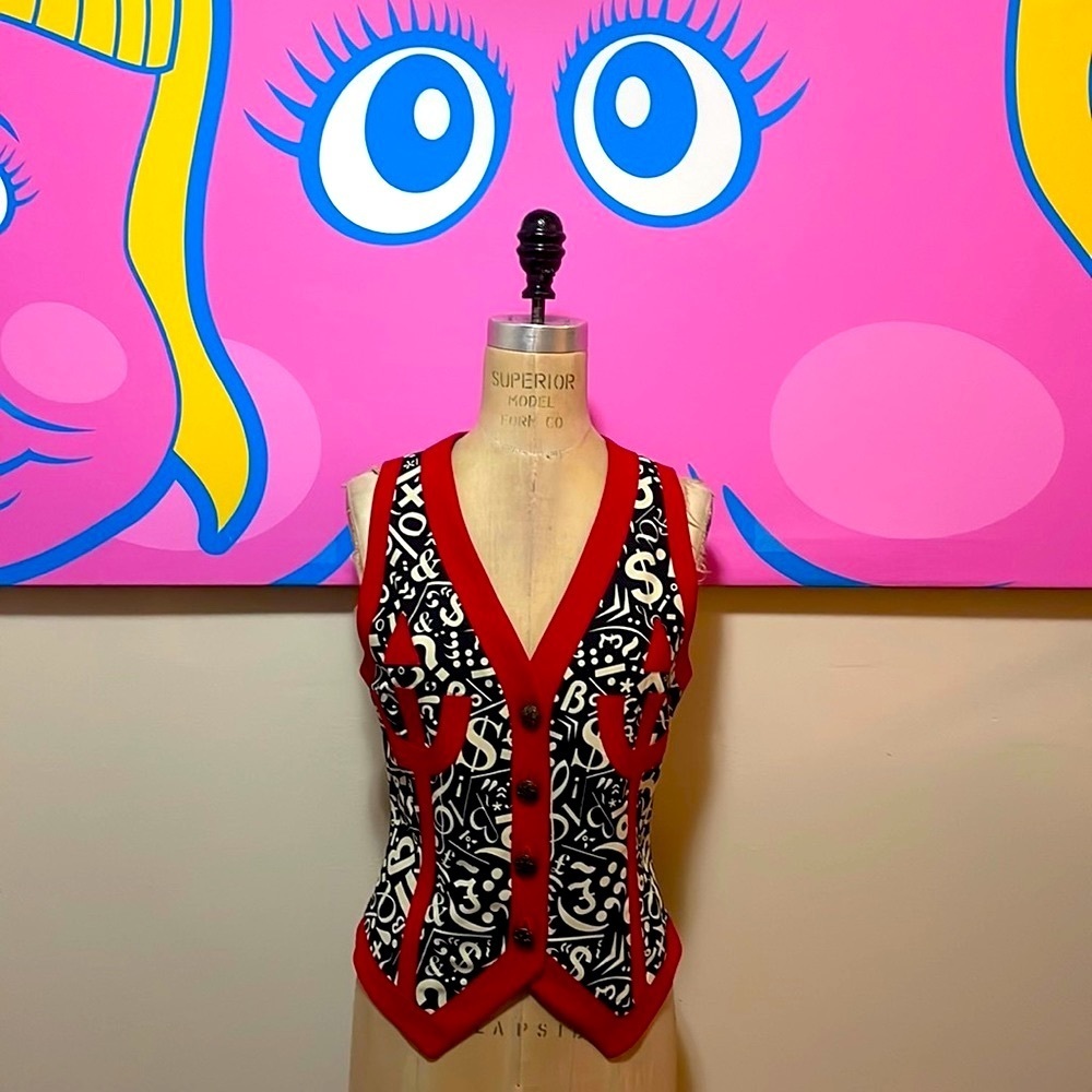 Moschino Cheap & Chic Red black Dollar Sign Vest